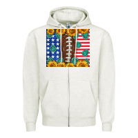 Oatmeal Heather American football and america Zipper Hoodie - NancyCooperArtShop