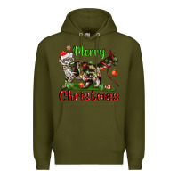 Army Green maine coon cat merry christmas Premium Hoodie - LillyAllenDesigns