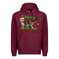 Burgundy maine coon cat merry christmas Premium Hoodie - LillyAllenDesigns