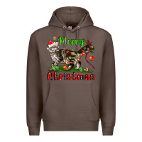 Coffee maine coon cat merry christmas Premium Hoodie - LillyAllenDesigns