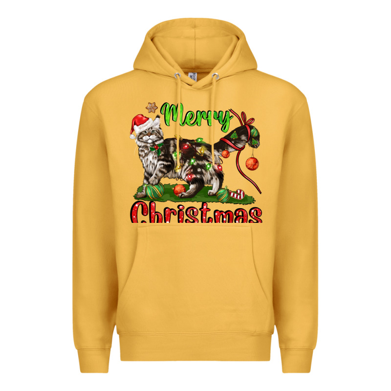 Maine Coon Cat Merry Christmas Premium Hoodie by LillyAllenDesigns | Teevron