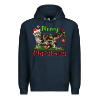 Navy maine coon cat merry christmas Premium Hoodie - LillyAllenDesigns