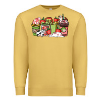 Antique Gold cow and strawberry coffee cups Premium Sweatshirt - NancyCooperArtShop
