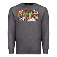 Charcoal Heather cow and strawberry coffee cups Premium Sweatshirt - NancyCooperArtShop