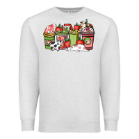 Oatmeal Heather cow and strawberry coffee cups Premium Sweatshirt - NancyCooperArtShop