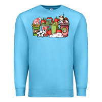 Ocean Blue cow and strawberry coffee cups Premium Sweatshirt - NancyCooperArtShop