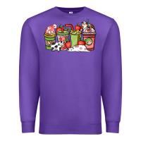 Purple cow and strawberry coffee cups Premium Sweatshirt - NancyCooperArtShop