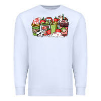 White cow and strawberry coffee cups Premium Sweatshirt - NancyCooperArtShop
