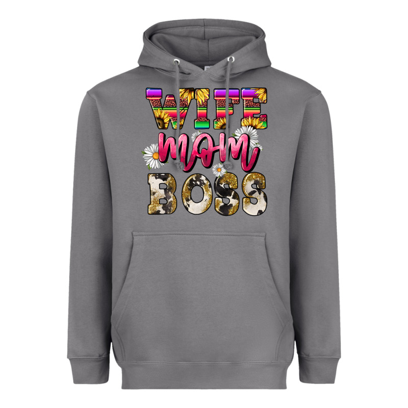 Wife Mom Boss Daisy Heavyweight Hoodie by NancyCooperArtShop | Teevron