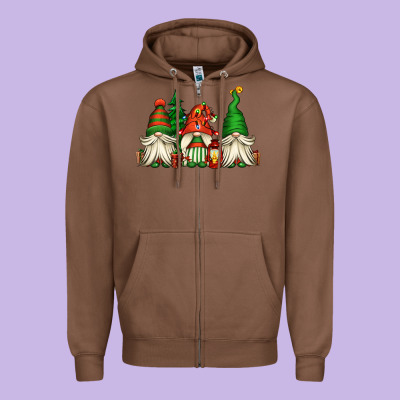 Christmas Gnomes Zipper Hoodie Designed By Jasminsmagicworld