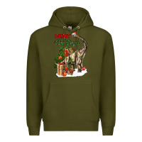 Army Green merry christmas brachiosaurus Premium Hoodie - LillyAllenDesigns