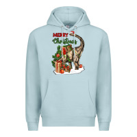 Blue Mist merry christmas brachiosaurus Premium Hoodie - LillyAllenDesigns