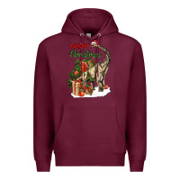 Burgundy merry christmas brachiosaurus Premium Hoodie - LillyAllenDesigns