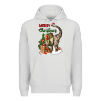 Dove Grey merry christmas brachiosaurus Premium Hoodie - LillyAllenDesigns