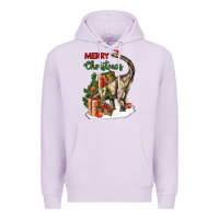 Lilac merry christmas brachiosaurus Premium Hoodie - LillyAllenDesigns