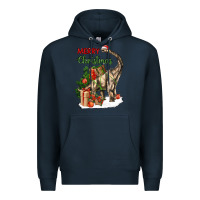 Navy merry christmas brachiosaurus Premium Hoodie - LillyAllenDesigns