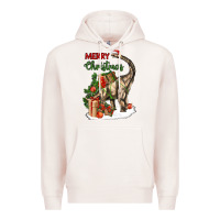 Pale Pink merry christmas brachiosaurus Premium Hoodie - LillyAllenDesigns