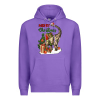 Purple merry christmas brachiosaurus Premium Hoodie - LillyAllenDesigns