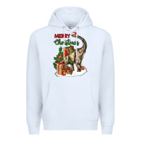 White merry christmas brachiosaurus Premium Hoodie - LillyAllenDesigns