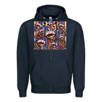 Navy american flag lips leopard Zipper Hoodie - NancyCooperArtShop
