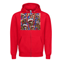 Red american flag lips leopard Zipper Hoodie - NancyCooperArtShop