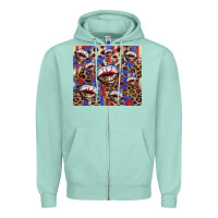 Seafoam american flag lips leopard Zipper Hoodie - NancyCooperArtShop