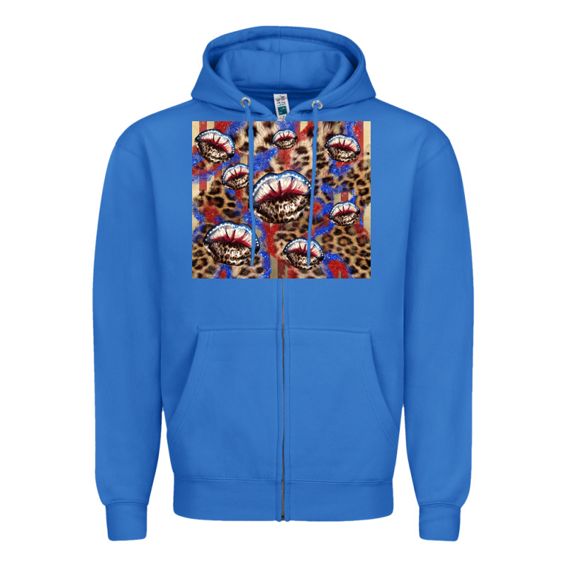 American Flag Lips Leopard Zipper Hoodie by NancyCooperArtShop | Teevron