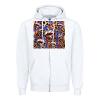White american flag lips leopard Zipper Hoodie - NancyCooperArtShop