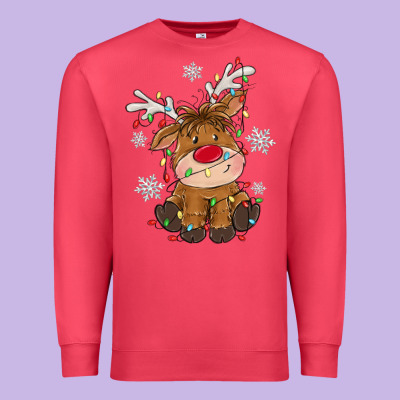 Christmas Reindeer Premium Sweatshirt Designed By Maliassmallbusiness