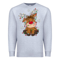 Heather Grey Christmas reindeer Premium Sweatshirt - MaliasSmallBusiness