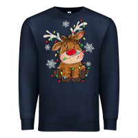Navy Christmas reindeer Premium Sweatshirt - MaliasSmallBusiness