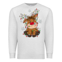 Oatmeal Heather Christmas reindeer Premium Sweatshirt - MaliasSmallBusiness