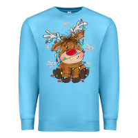 Ocean Blue Christmas reindeer Premium Sweatshirt - MaliasSmallBusiness