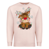 Pale Pink Christmas reindeer Premium Sweatshirt - MaliasSmallBusiness