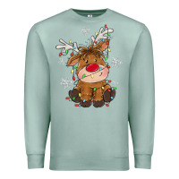 Seafoam Christmas reindeer Premium Sweatshirt - MaliasSmallBusiness