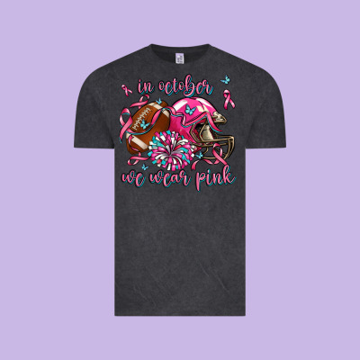 In October We Wear Pink Football Vintage Tee Designed By Adodesignshop
