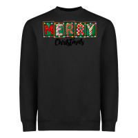 Black Merry Christmas Heavyweight Sweatshirt - CowhideDigitalArt