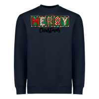 Navy Merry Christmas Heavyweight Sweatshirt - CowhideDigitalArt