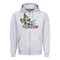 Heather Grey he is risen cross Zipper Hoodie - BarkalooDesign