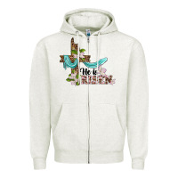 Oatmeal Heather he is risen cross Zipper Hoodie - BarkalooDesign