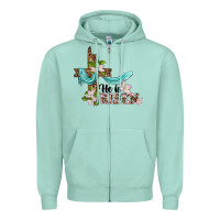 Seafoam he is risen cross Zipper Hoodie - BarkalooDesign
