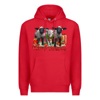 Red merry christmas baby sheeps Premium Hoodie - LillyAllenDesigns