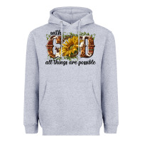 Heather Grey with god all things are possible Heavyweight Hoodie - NancyCooperArtShop