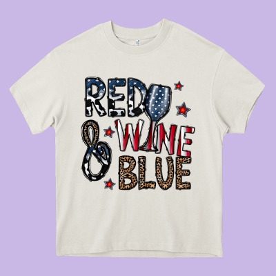 Red Wine Blue Heavy Core Tee Designed By Cowhidedigitalart