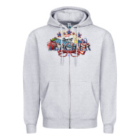 Heather Grey american teacher Zipper Hoodie - NancyCooperArtShop