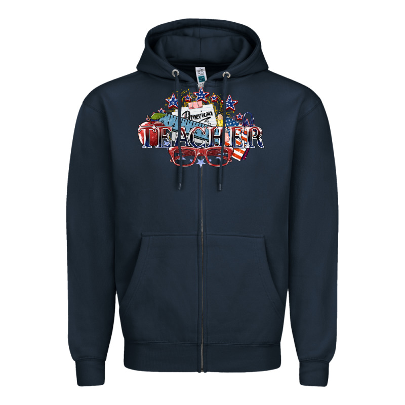 American Teacher Zipper Hoodie by NancyCooperArtShop | Teevron