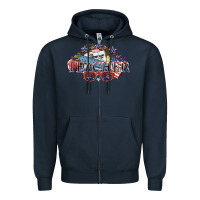 Navy american teacher Zipper Hoodie - NancyCooperArtShop