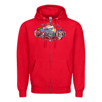 Red american teacher Zipper Hoodie - NancyCooperArtShop