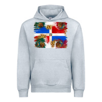 Heather Grey Mexican and Puerto Rico Flag Urban Hoodie - texasbilliewilder