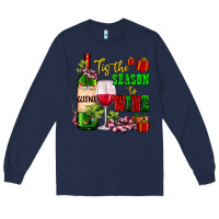 Navy tis the season to wine Long Sleeve Tee - AdoDesignShop